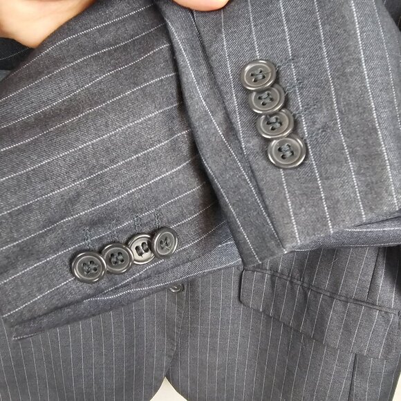 Giani Franco Mens 44R Suit Jacket Dk Gray Vertical Pin Striped Super Fine Yarn - Picture 4 of 16